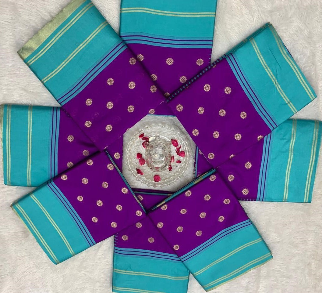 Purple soft lichi silk jacquard weaving work