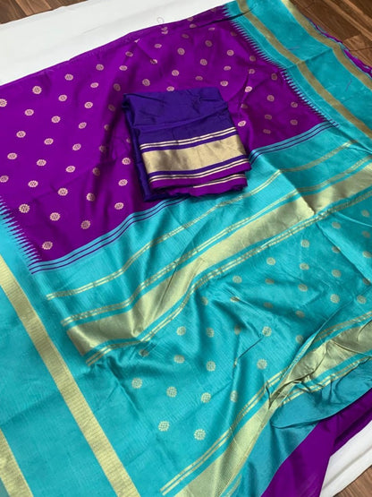 Purple soft lichi silk jacquard weaving work