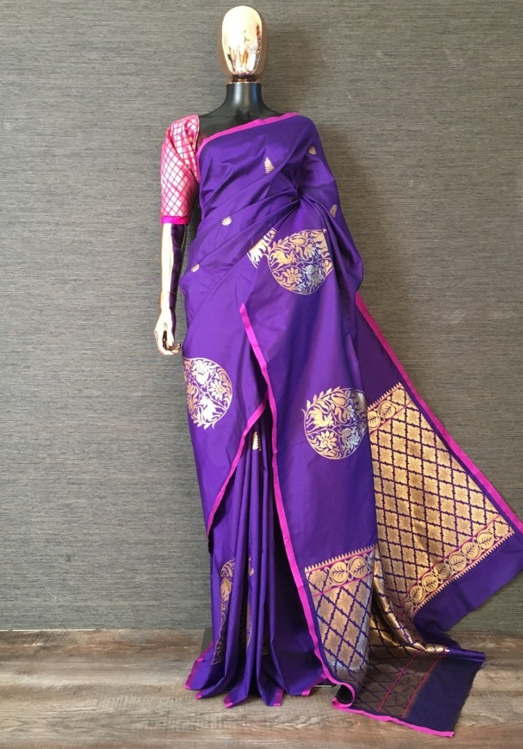 Purple soft silk saree