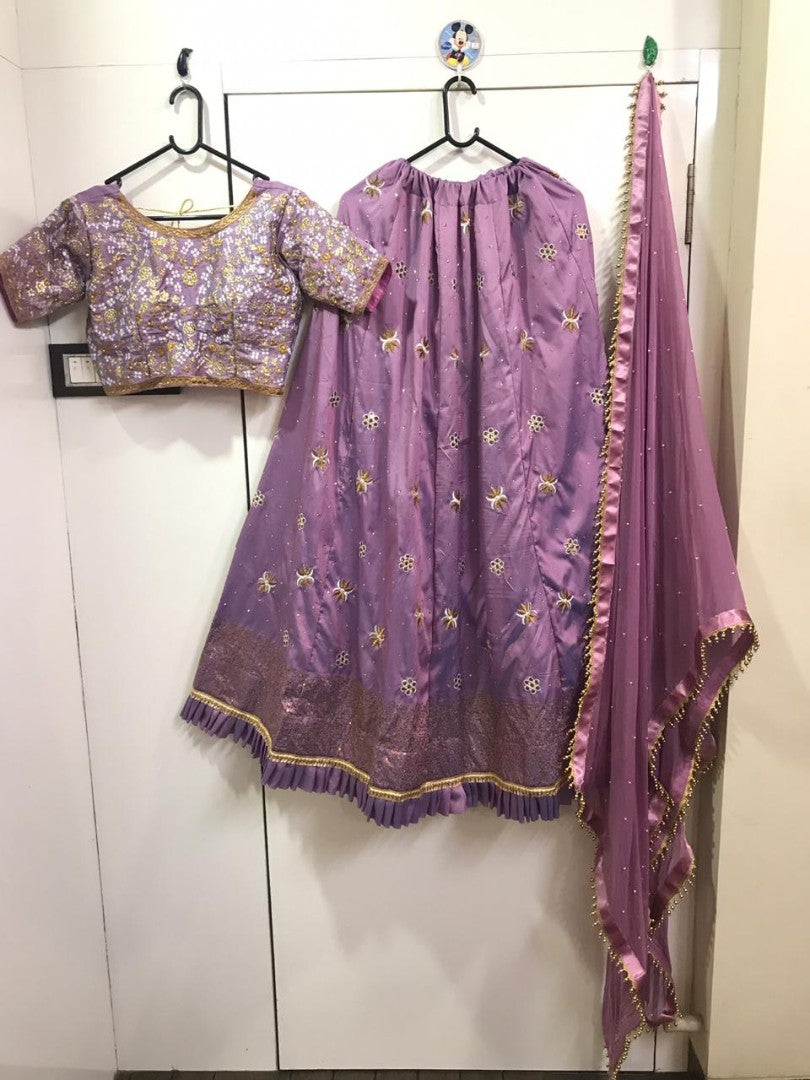 purple tapeta silk embroidered wedding lehenga