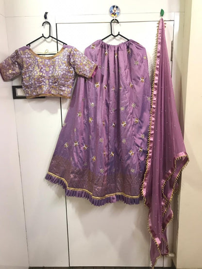 purple tapeta silk embroidered wedding lehenga