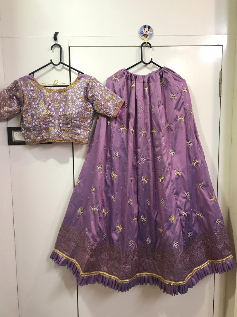 purple tapeta silk embroidered wedding lehenga