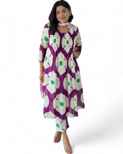 Georgette floral printed anarkali gown Purple