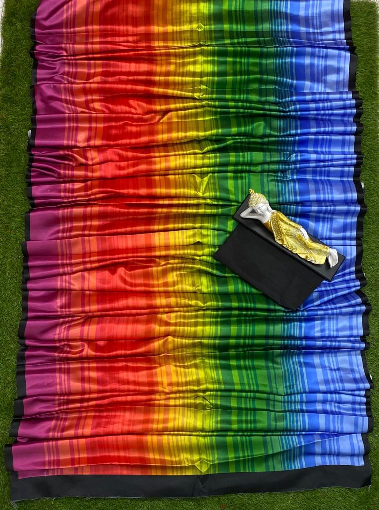 Rainbow ultra satin digital printed saree