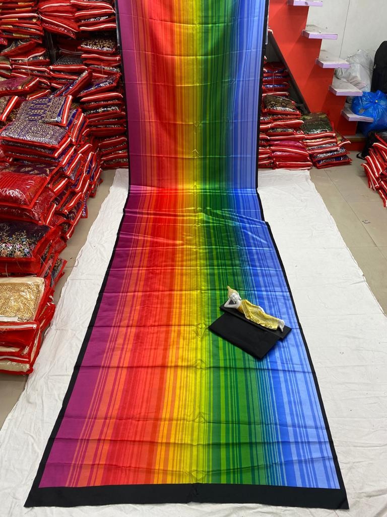 Rainbow ultra satin digital printed saree