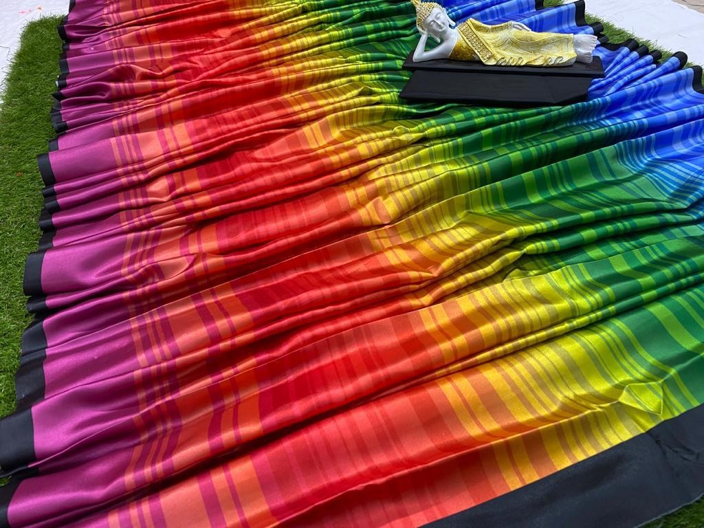 Rainbow ultra satin digital printed saree