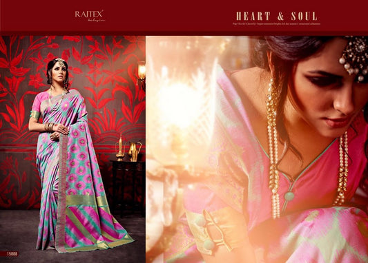 Rajtex pink and grey printed silk saree