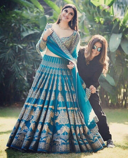Rama banglori satin designer printed wedding lehenga choli