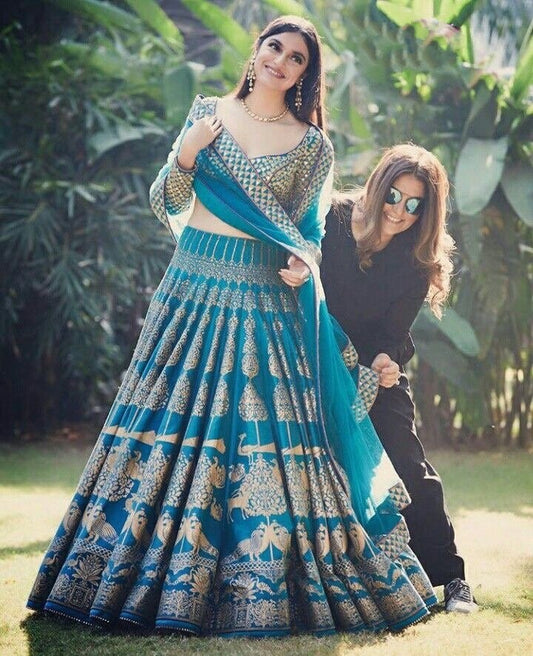 Rama banglori satin designer printed wedding lehenga choli