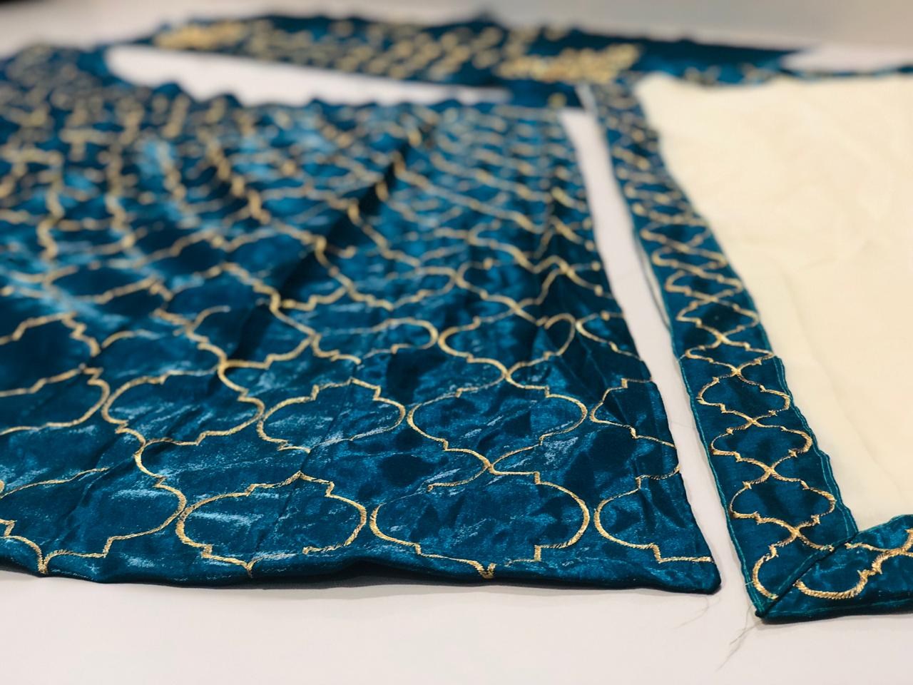 Rama blue banglory satin designer embroidered ceremonial lehenga choli