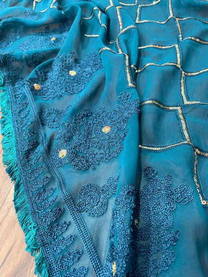 Rama blue georgette heavy embroidered wedding lehenga choli