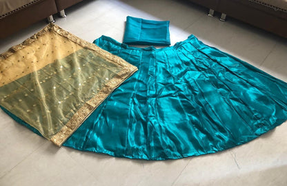Rama blue plain partywear lehengha choli