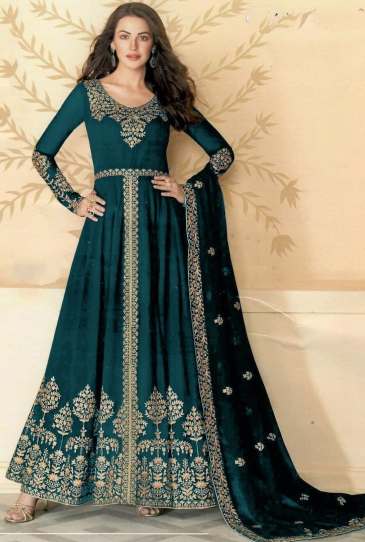Rama bluming georgette chain stich embroidered anarkali gown