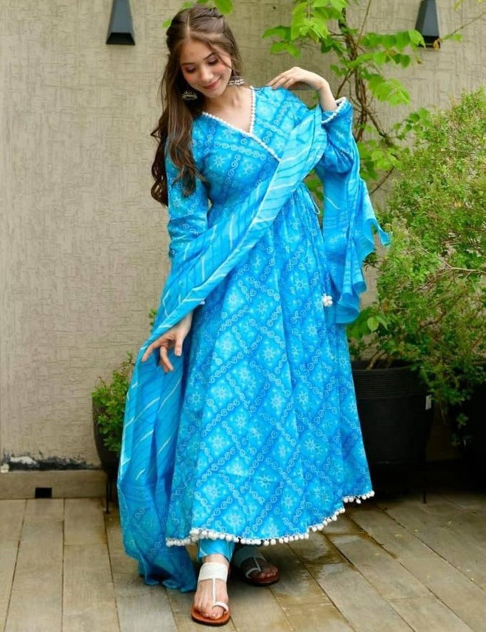 Rama butter silk printed anarkali suit
