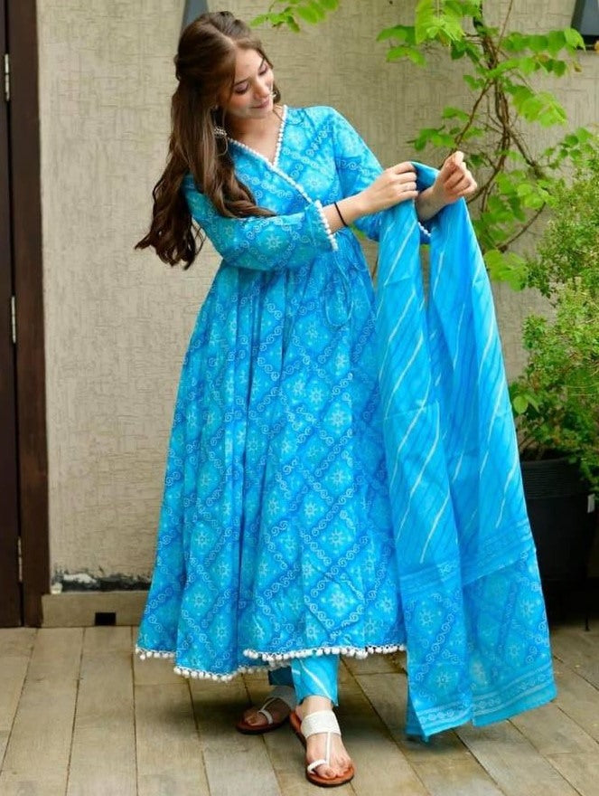 Rama butter silk printed anarkali suit