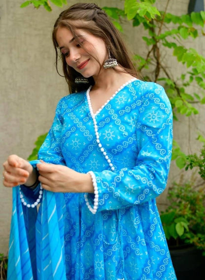 Rama butter silk printed anarkali suit