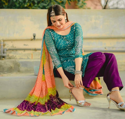 Rama georgette bandhni print embroidered salwar suit