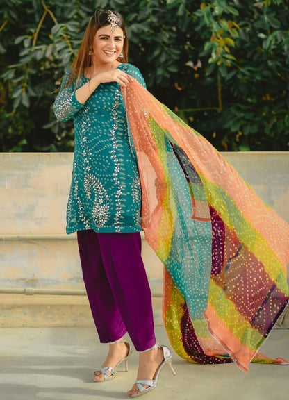 Rama georgette bandhni print embroidered salwar suit