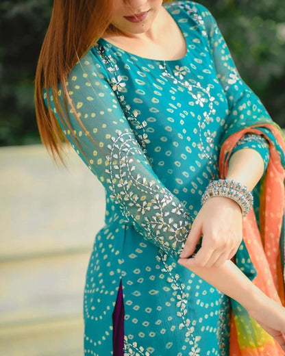 Rama georgette bandhni print embroidered salwar suit