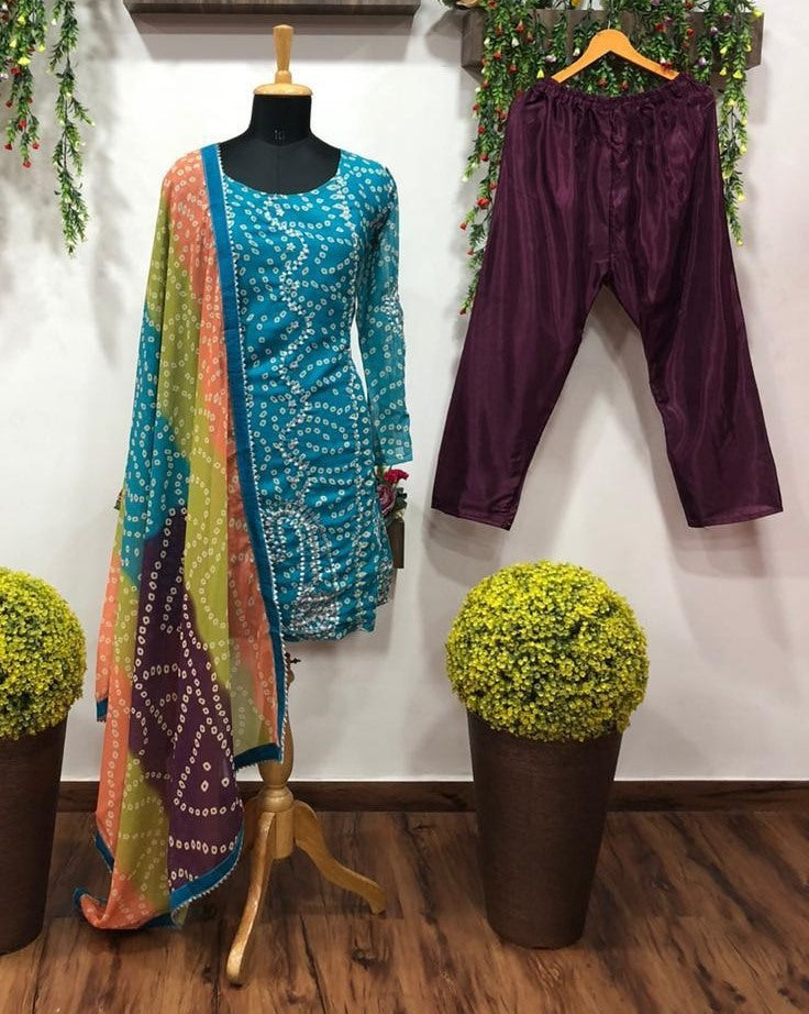 Rama georgette bandhni print embroidered salwar suit