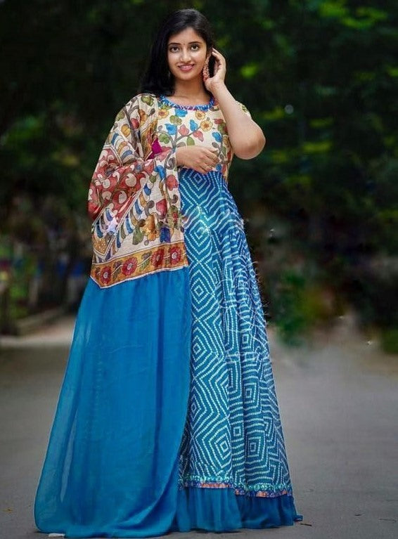 Rama georgette bandhni print long anarkali gown