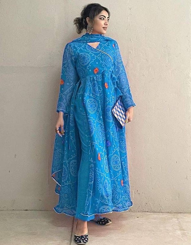 Rama georgette bandhni printed anarkali suit