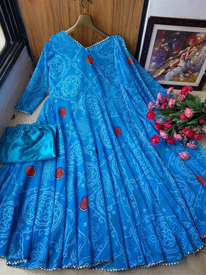 Rama georgette bandhni printed anarkali suit