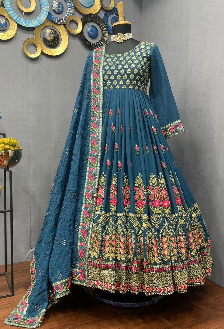 Rama georgette embroidered long anarkali suit