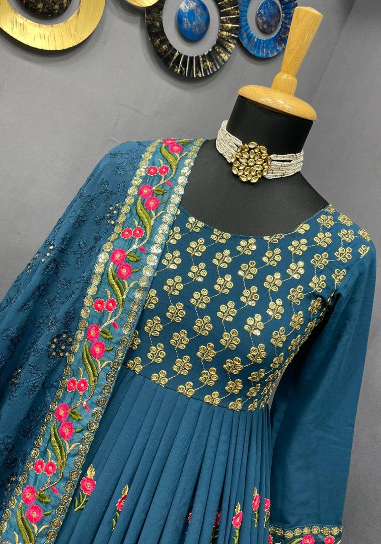 Rama georgette embroidered long anarkali suit
