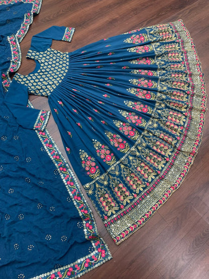 Rama georgette embroidered long anarkali suit