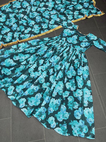 Rama georgette floral printed long anarkali suit
