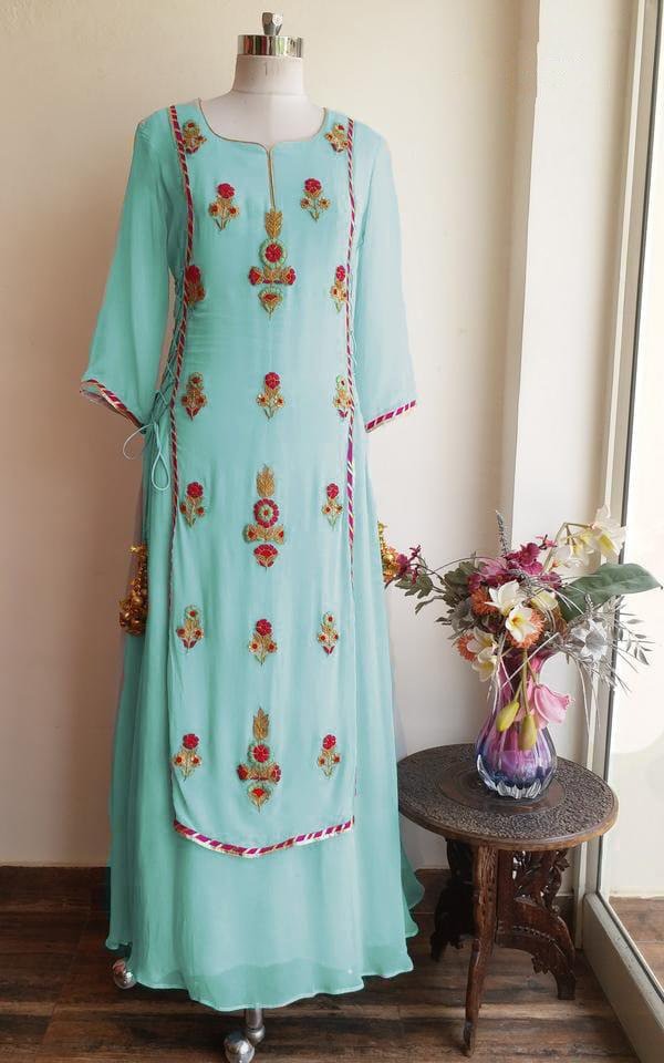 Rama georgette multi embroidered plazzo suit