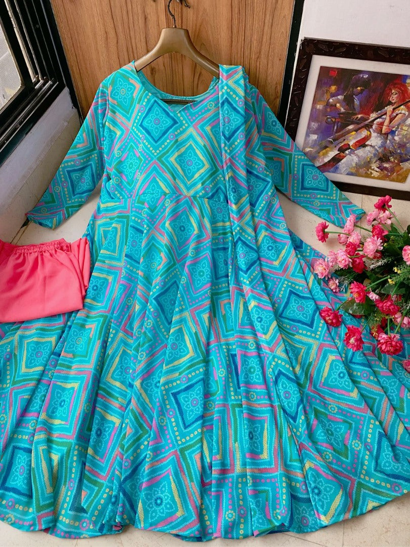 Rama georgette printed anarkali suit