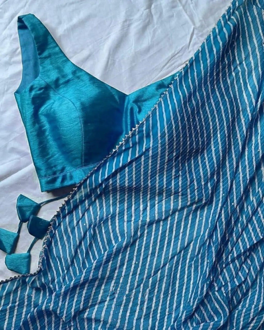 Rama georgette sequence work laheriya printed saree