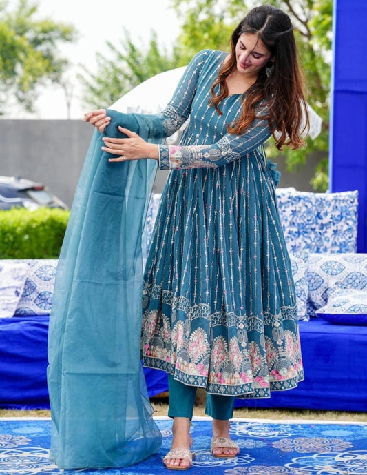 Rama georgette thread sequence work anarkali suit