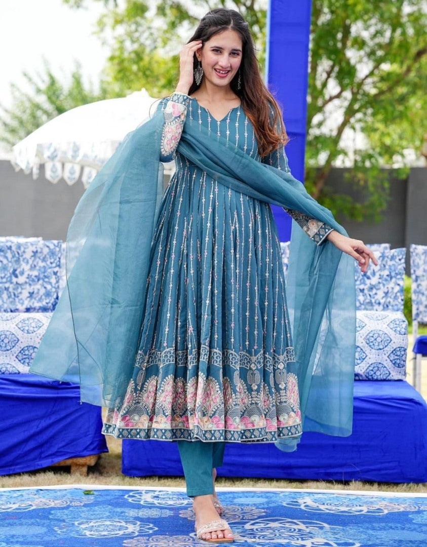 Rama georgette thread sequence work anarkali suit