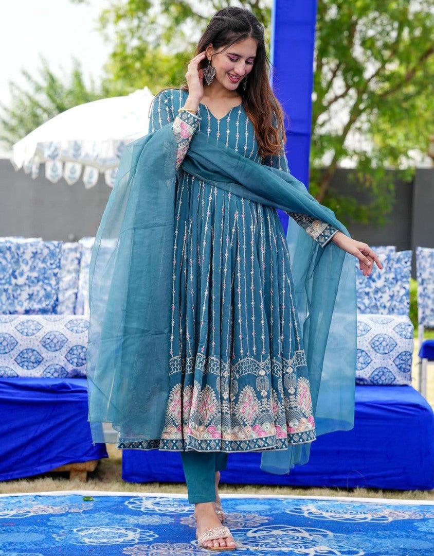 Rama georgette thread sequence work anarkali suit