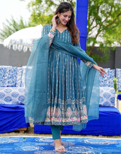 Rama georgette thread sequence work anarkali suit