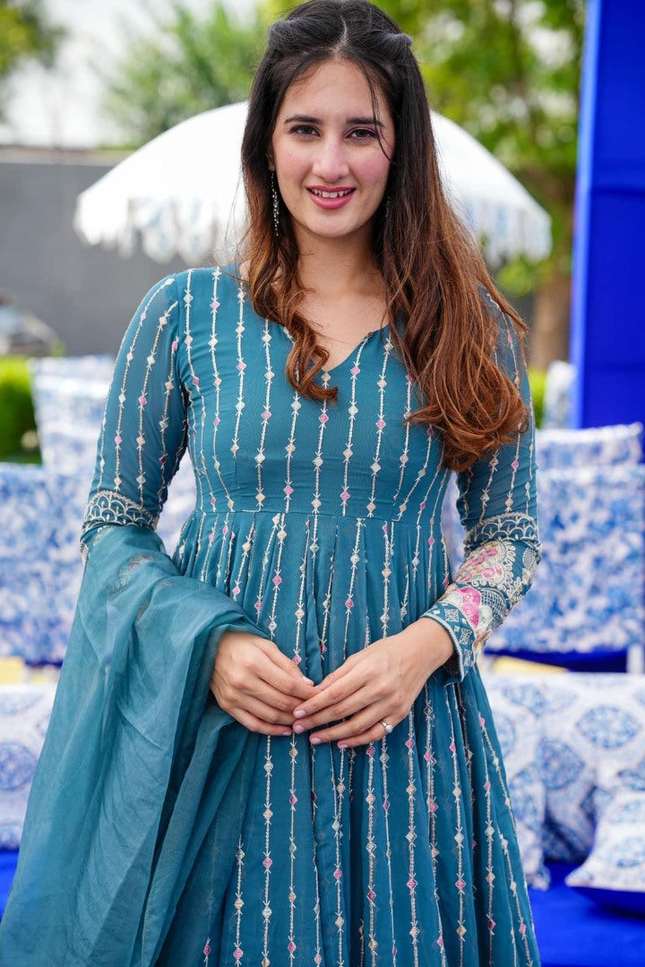 Rama georgette thread sequence work anarkali suit