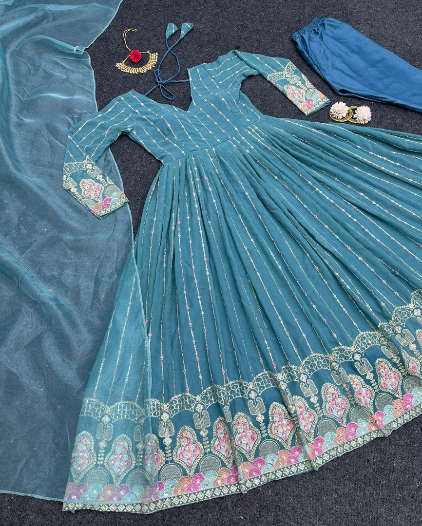 Rama georgette thread sequence work anarkali suit