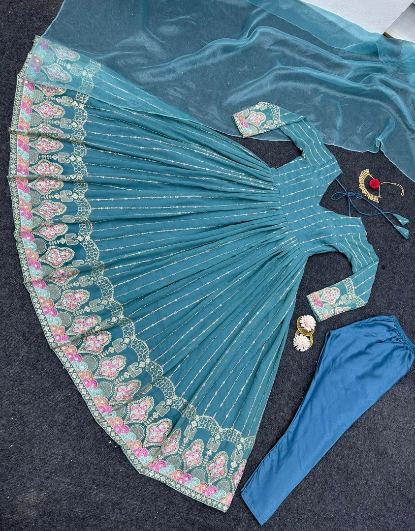 Rama georgette thread sequence work anarkali suit