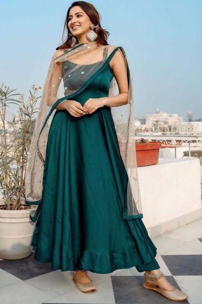 Rama heavy japan silk plain work anarkali dress with bottom