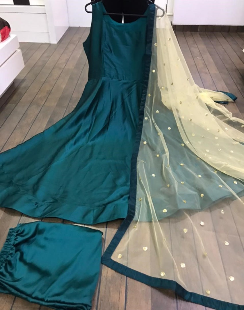 Rama heavy japan silk plain work anarkali dress with bottom