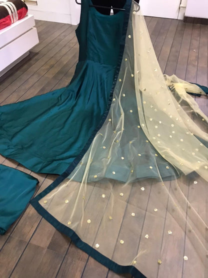 Rama heavy japan silk plain work anarkali dress with bottom