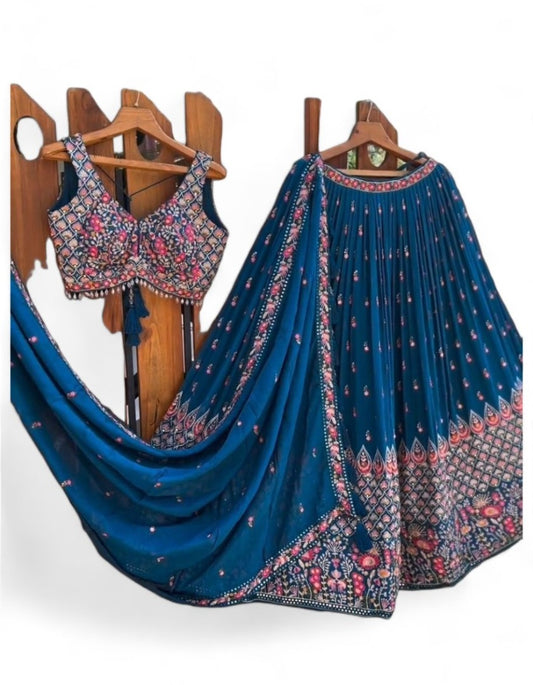 Rama heavy work designer wedding lehenga choli