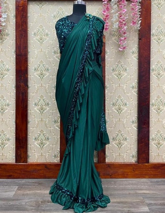 Rama imported fabric embroidered sequence work saree