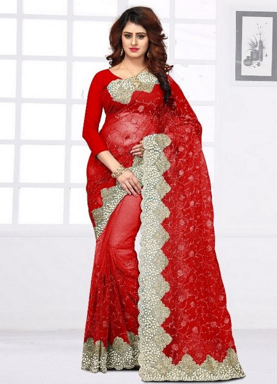 Heavy embroidered and handwork wedding saree