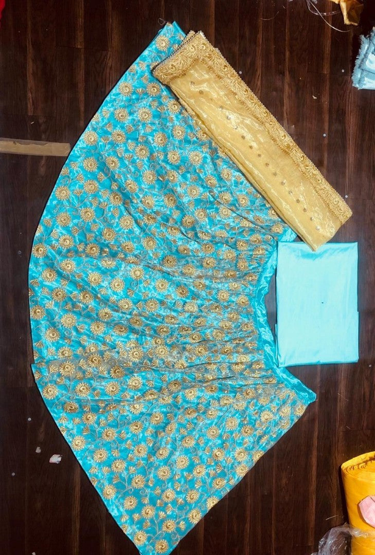 rama net heavy embroidered wedding lehenga choli