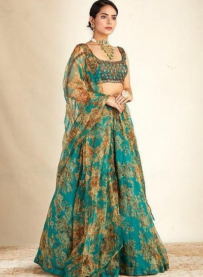 Rama organza embroidered with sequence work lehenga choli