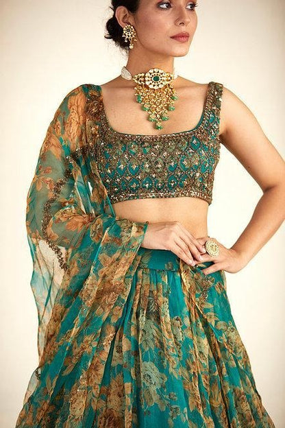 Rama organza embroidered with sequence work lehenga choli